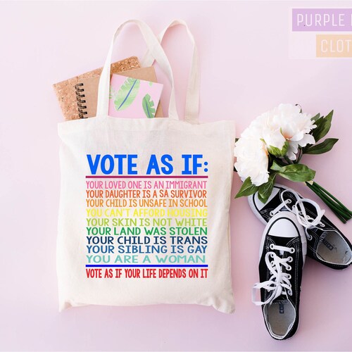 Vote, Feminist Tote Bag, Lesbian Wedding Gift, Gay Wedding Gift, Bisexual Gifts, Canvas Bags, Tote Bag With Zipper, Zipper Tote Bag,Tote