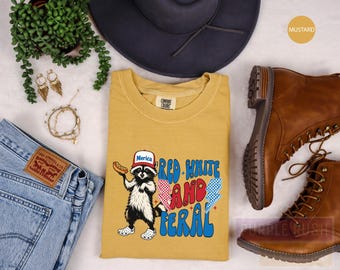 Camiseta divertida con diseño de mapache del 4 de julio: estilo retro patriótico estadounidense