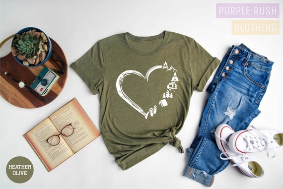 Camp Lover Shirt, Camping Shirt, Camping Heart Shirt, Cute Hiking Shirt, Adventure Shirt, Camper Shirt, Gift for Her