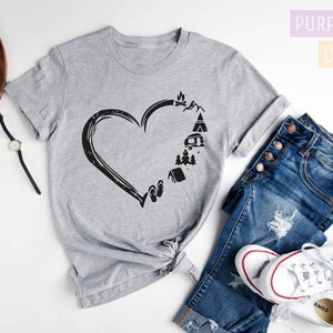 Camp Lover Shirt, Camping Shirt, Camping Heart Shirt, Cute Hiking Shirt, Adventure Shirt, Camper Shirt, Gift for Her bild 2