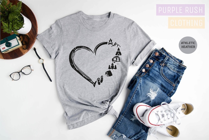 Camp Lover Shirt, Camping Shirt, Camping Heart Shirt, Cute Hiking Shirt, Adventure Shirt, Camper Shirt, Gift for Her bild 2