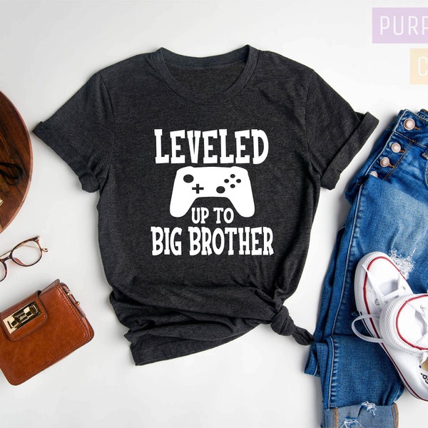 Leveling Up To Big Brother Shirt, Big Brother Shirt, Pregnancy Announcement Shirt, Baby Announcement Shirt, Personalized Big Brother Shirt