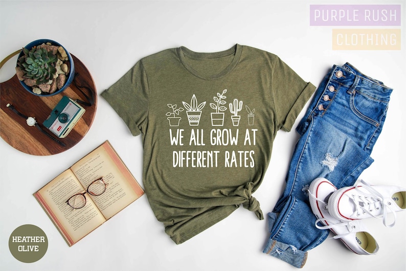 We All Grow At Different Rates Teacher Shirt Special Education Teacher Tees Shirt Gift For Teacher Kindergarten Elementary image 1