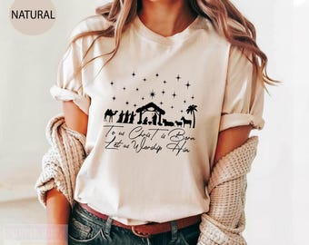 To Us Christ Is Born Let Us Worship Him Shirt, Jesus Christmas Shirt, Christian Christmas Shirt, Religious Holiday Tee, Faith-Based Apparel