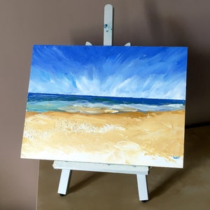 La Baule Beach-Abstract maritime landscape painting-Unique work-Hand painted with a knife 24x33cm