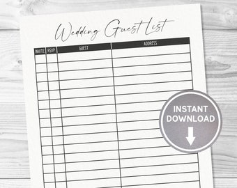Perfectly Simple Wedding Guest List