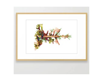 Seaweed on Pine - Original Watercolor Painting -Art Print