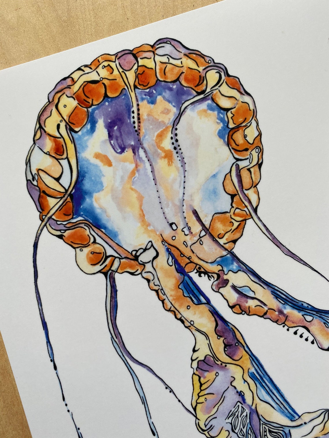 Jelly Fish Original Watercolor and Marker Pen Art/painting Etsy