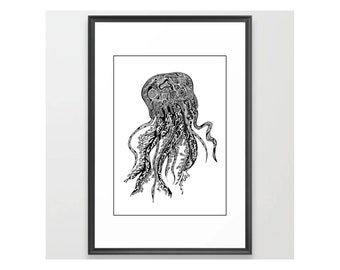 Jelly Fish - Original Marker Art Drawing - Art Print
