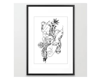 Femme Line Art Print – Original Marker Pen Drawing