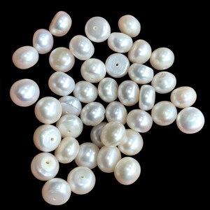 Natural Freshwater Button Pearls 8mm, Half Drilled White Pearls for Jewelry Making, AA+ Quality Half Round Pearls for Earrings & Pendants