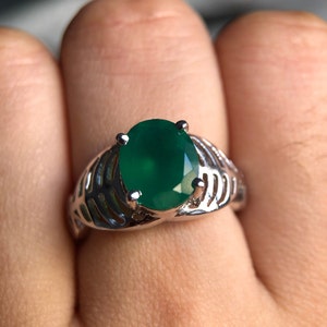 Green Onyx 925 Sterling Silver Ring for Her | Handmade Gemstone Jewelry Gift