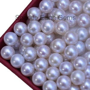 Natural Freshwater Pearls, 12mm Round White AA+ Grade Loose Pearl Beads, Set of 5 High Luster Freshwater Pearls for Jewelry Making