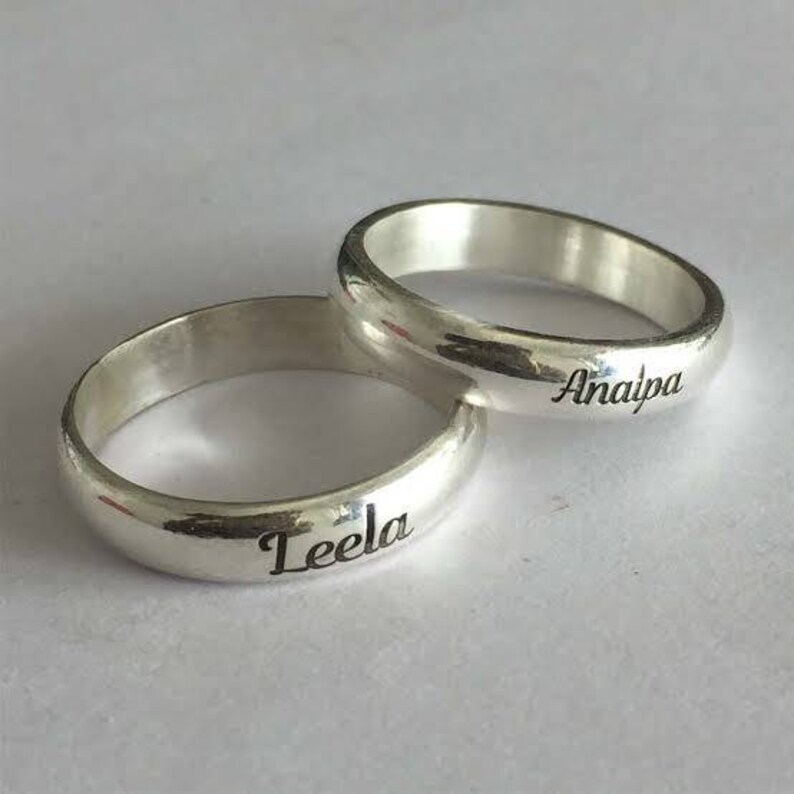 Custom Engraved Ring Name Ring Matching Rings for Couples Personalized ...