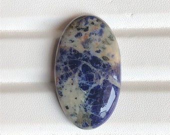 Natural Sodalite Cabochon Oval Gemstone, Jewelry Making (37x21x6mm)