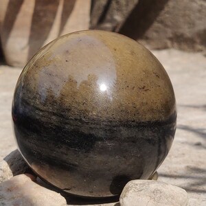 Large Natural Quartz Sphere 532g, Multicolor Gemstone Sphere with Saturn Ring Design, Perfect for Home Décor, Office Décor Spiritual Healing