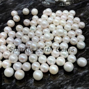 Large 12mm Round Freshwater Pearls, White AAA Grade Loose Beads for Jewelry Making & Craft Projects, Set of 2 Pearls, Necklace Making