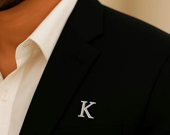Initialenbrosche aus Sterlingsilber, 925er Silberbuchstaben-Anstecknadel, personalisierte Initialen-Anstecknadel, Blazerbrosche, Monogramm-Schmuck, Unisex-Geschenk