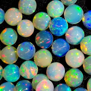 Opal Cabochons, Natural Ethiopian opal, AAA Grade Opal, Loose Cabochons Opal, Drilled Opal Balls Beads, 10 Pieces, Round shape, Size 4 mm