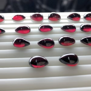 AAA+ Quality Natural Garnet Teardrop Shape Cabochon Flat Back Calibrated Pear Shape 10x7mm , Natural Garnet Used For Jewelry Making