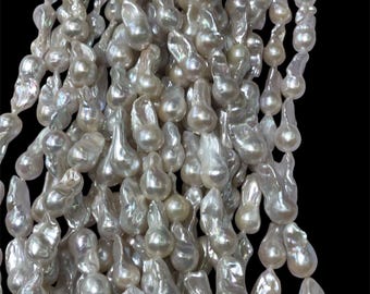 Perlas barrocas naturales de agua dulce de grado AAA, finas, largas y únicas, de forma barroca, cuentas de lujo para hacer joyas, collares y pendientes.