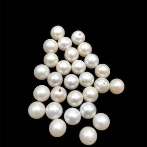 9mm AA+ Natural Freshwater Pearl Balls, White Round Loose Pearls for Jewelry Making, With Hole, 50 Pieces