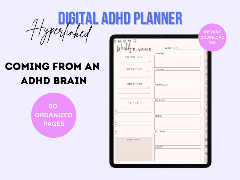 ADHD Digital Planner, Digital Neurodivergent Planner, Digital Planner ...