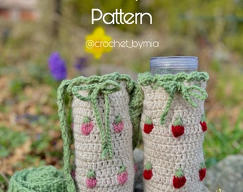 PATTERN Crochet strawberry bottle holder