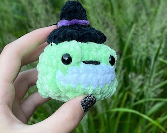 Crochet frog witch Halloween plushie