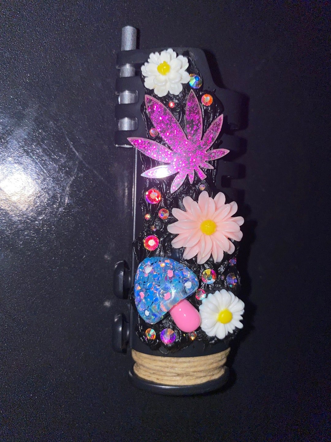 Mushroom Leaf & Flower Hemplights Hempwick Decoden Lighter Case