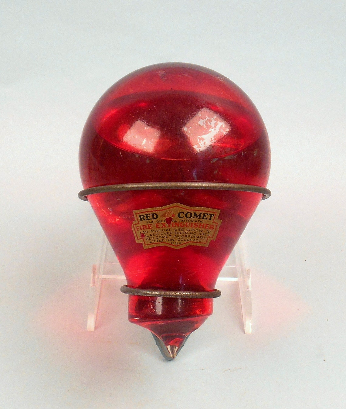 Antique Red COMET FIRE EXTINGUISHER Glass Ball & Original Etsy