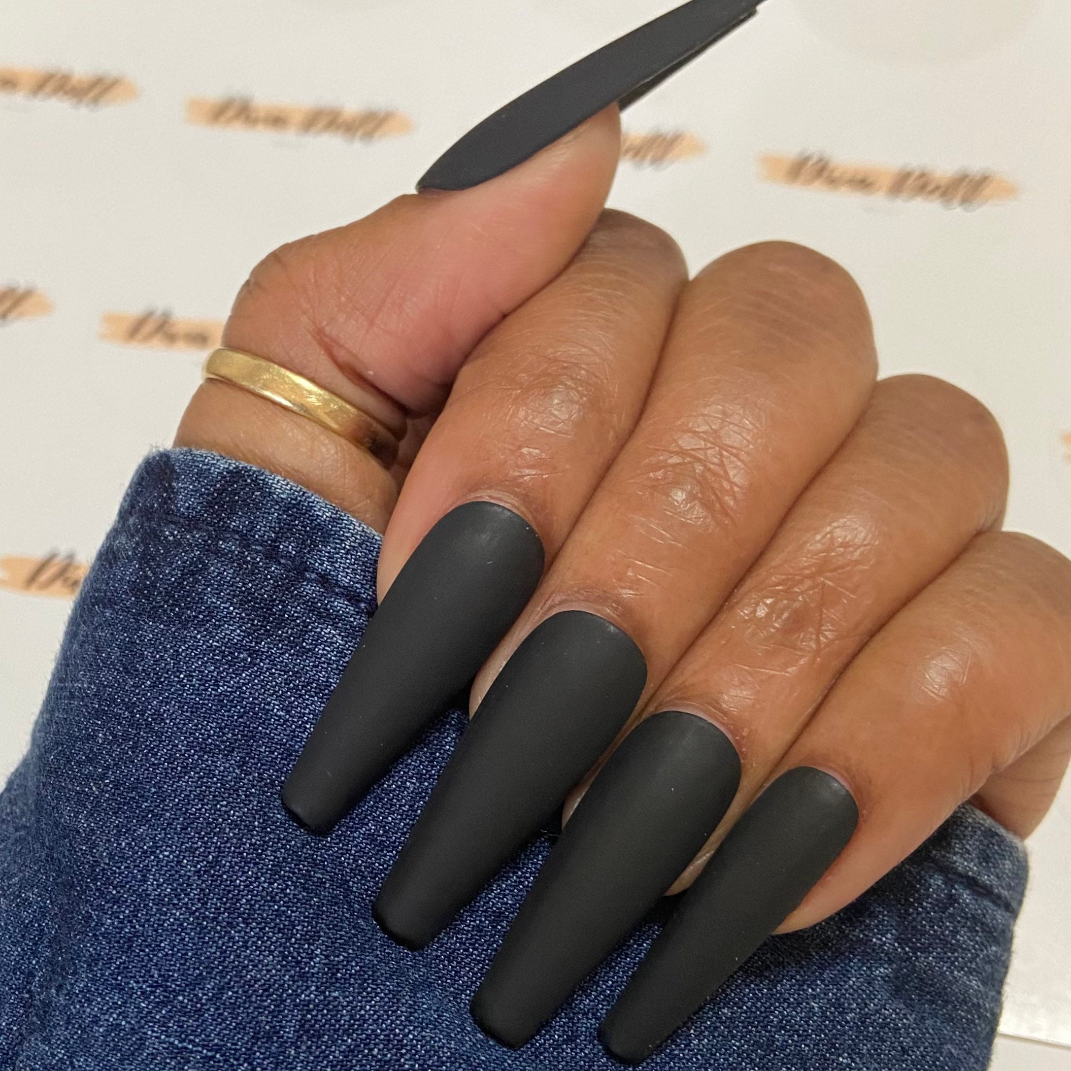 Matte Black Press on Nails l Full 20 Press on Nails l Hand Etsy