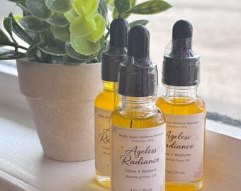 Aceite facial Ageless Radiance / Aceite botánico Glow + Restore / Cuidado natural de la piel / Aceite facial hidratante / Hecho a mano
