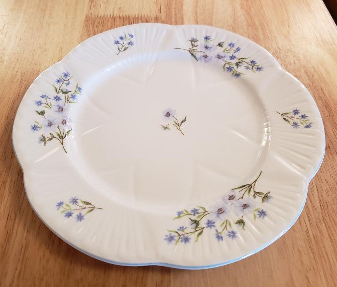 Shelly Fine Bone China Dessert Plate Blue Rock Pattern Dainty Form Etsy
