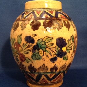 18TH Century Persian Safavid Type Tin Glazed Pottery Jar/Vase