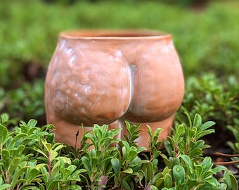 BOOTY Terracota Clay Pot con drenaje - Decoración de macetas de plantas domésticas - Minimalista, Nórdico, Forma corporal, Maceta a tope, Artístico, Moderno, Descarado