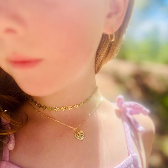 Monstera Variegated Leaf Necklace - Gold Plated - Gift Packaging