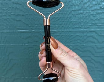 Obsidian Face Roller | Natural Stone Sculpting Tool, Spa Gift for Her
