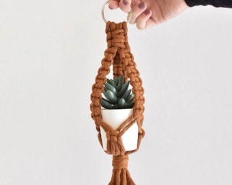 Macrame Car Hanger- 7 Colors + 2 Pot Options, Perfect Gift - High Quality Macrame - Car Accessory - Plant Hanger - Faux Grass and Succulent