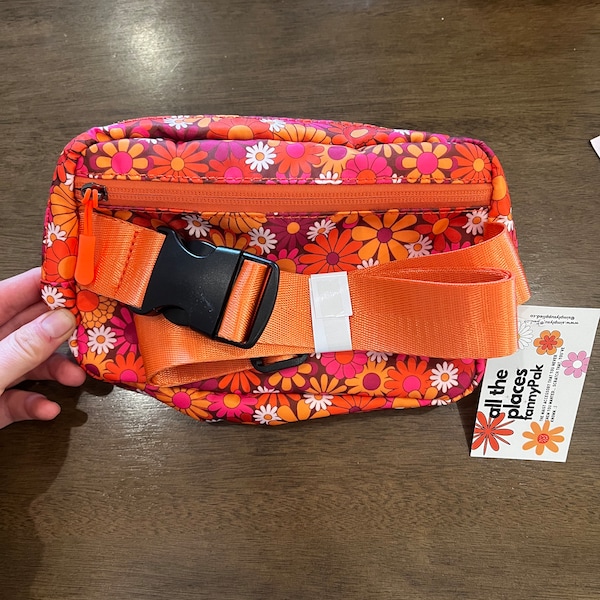 Bright All Day FannyPak - Crossbody - Retro, Groovy, 70's Flower Power - Adjustable, High Quality - Waterproof Material - Large Size