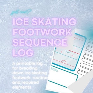 Könnte beinhalten: Ein druckbarer Eislauf-Fußarbeitssequenz-Logbuch mit einem Eishockeyfeld-Diagramm und Platz für Notizen. Dieses Logbuch hilft, Eislaufroutinen und erforderliche Elemente aufzuschlüsseln.