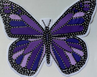 Butterfly Purple Rhinestone Iron on Hotfix Transfer Bling DIY Magazine Inspired Ready to press or iron on or sew