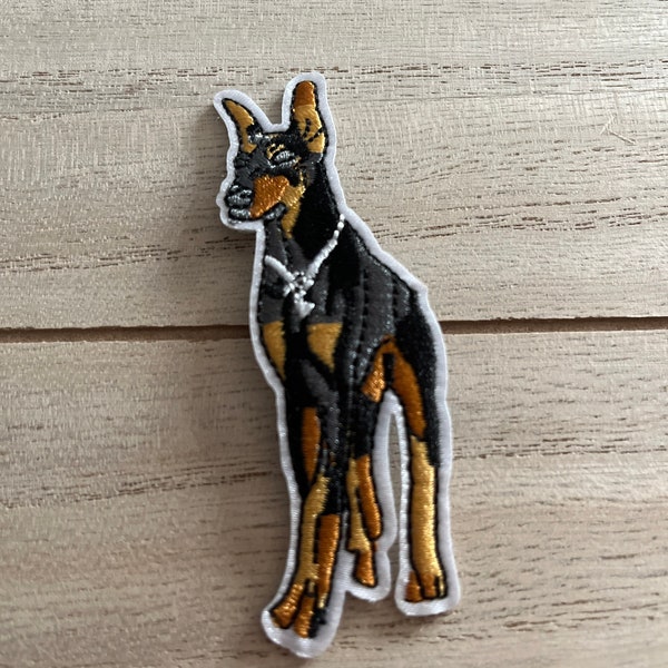 Doberman Pincher Dog patch,iron on patch,embroidered patch,applique, Sew on patch,for jacket,mask making, backpack, craft, jean