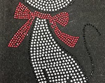 Cute Cat Iron On Transfer - Bling Crystal Heat Transfer Patch