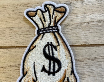 Money bag cash patch,iron on patch,embroidered patch,applique, Sew on patch,for jacket, mask, clothing, crafts