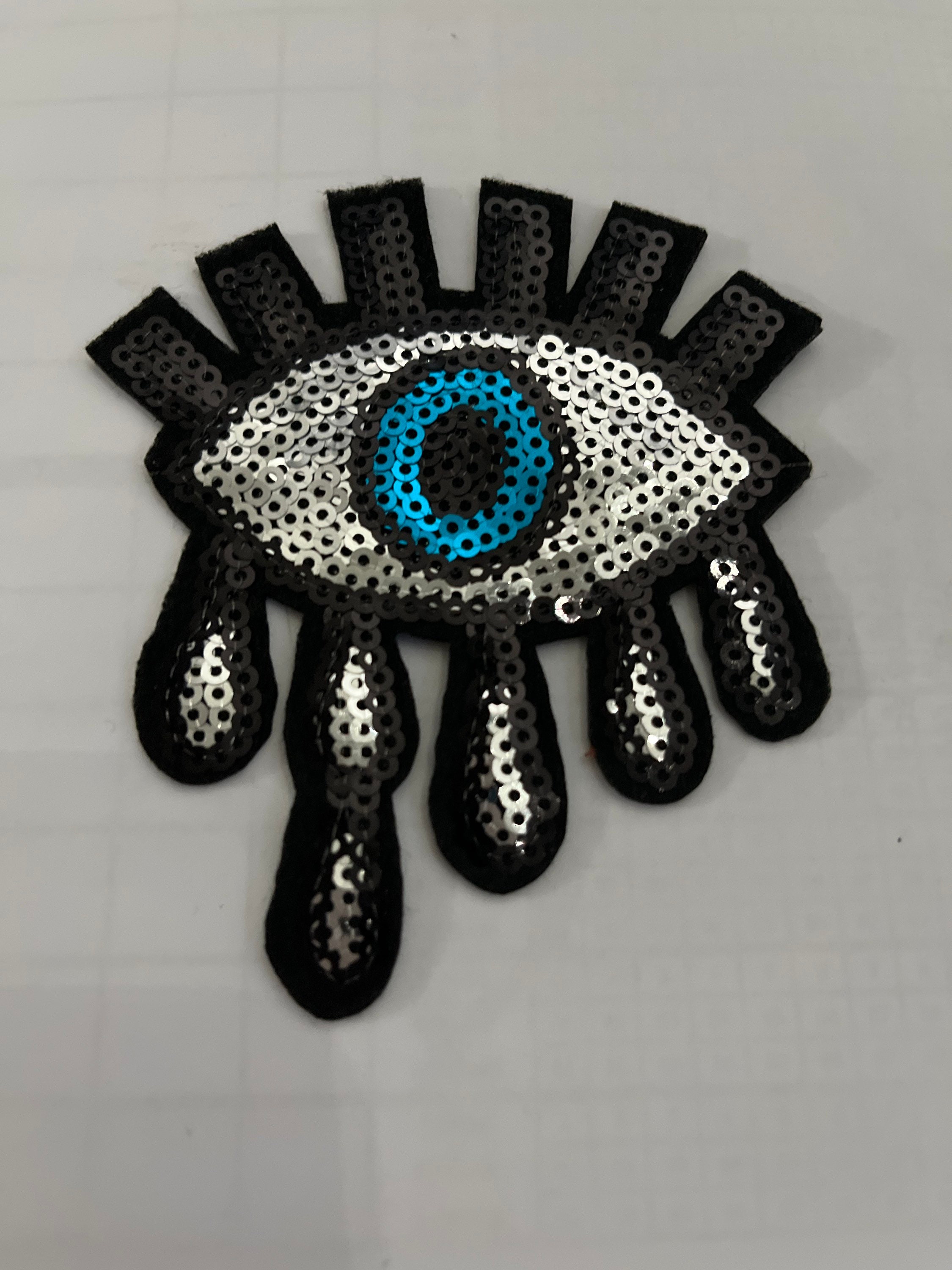 Evil Eye Sequined Patch Embroidery Hole Cloth Patch Clothing Denim  Decorative Middle East Fashion Applique