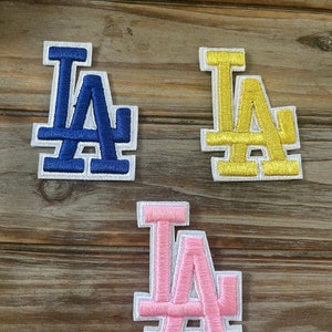 Los Angeles Dodgers LA Logo Pink Iron on Patches - Pack of 12 - Size 2.25  x