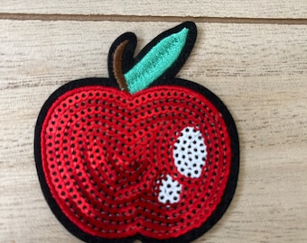 Apple Red Fruit Iron On, Embroidered Applique, Patch, Supplies Decorative Embroidery Sew on