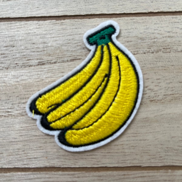 Yellow Banana Bananas Iron On, Embroidered Applique, Patch, Supplies Decorative Embroidery Sew on