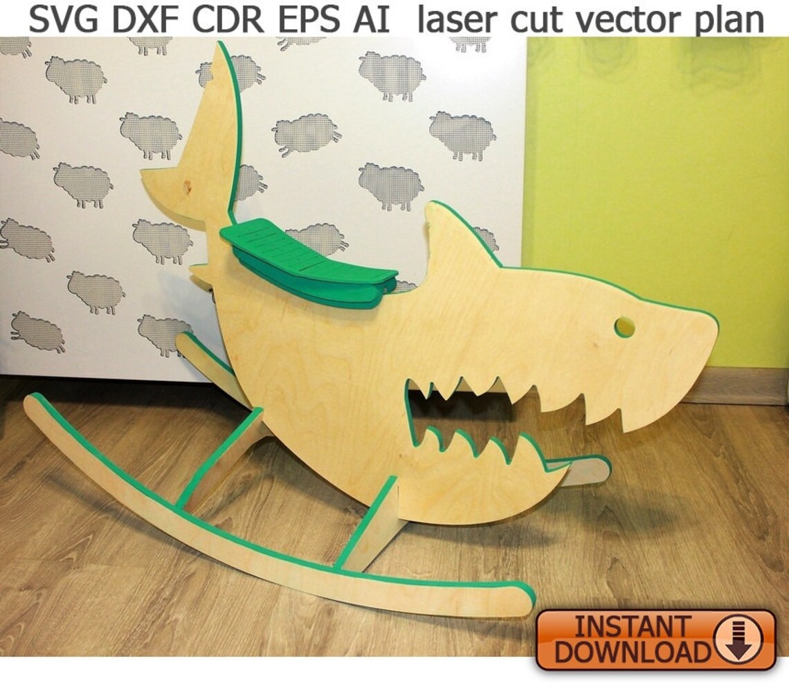 Rocking The Shark. laser cut file SVG DXF vector plans cnc ...